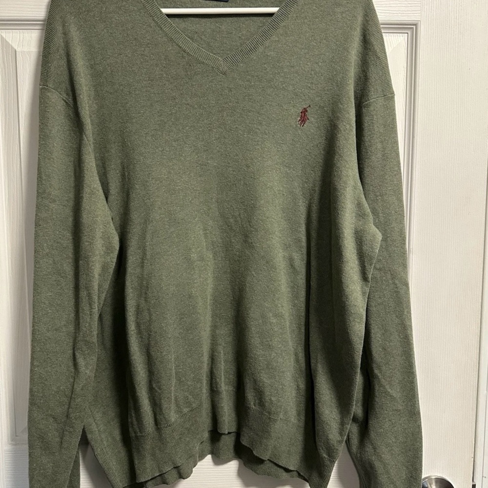 Polo Ralph Lauren Men's Olive V-Neck Sweater Size L